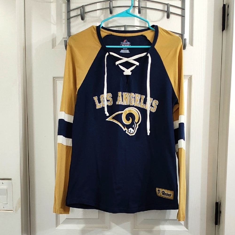 Los Angeles Rams Navy and Gold Lace-Up Top